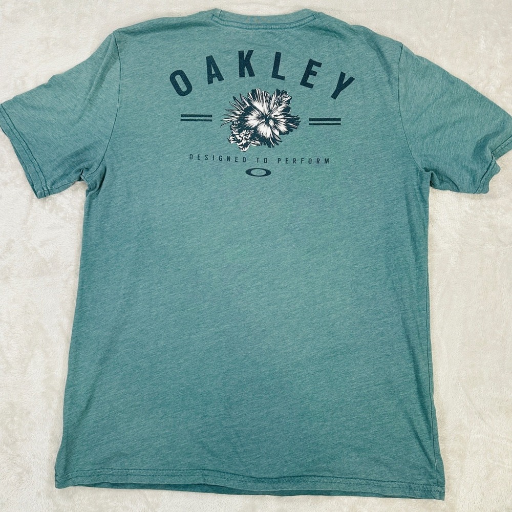 Oakley Graphic Tee Mens Large Teal Floral Designed to Perform Regular Fit Large